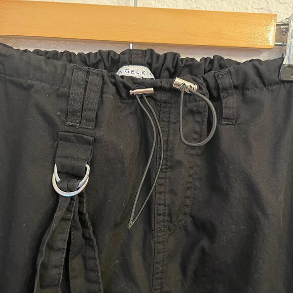 Angel Kiss Womens Y2K Wide Leg Cargo Pants S Goth Punk Grunge Black Pockets - Picture 4 of 14